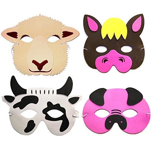 German Trendseller® – 8 x Tiermasken ┃ Bauernhof-Tiere ┃ Schaumstoff Masken┃ für Kinder ┃ Ideal zum Kindergeburtstag und Karneval - 3