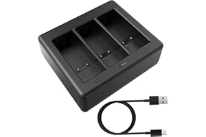 AuyKoo Cargador y Batería para GoPro Hero 11 Hero 10 Hero 9 Black, 3 Canale Triple con Cargando Cable USB Tipo C.