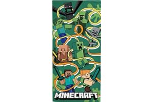 BrandMac Minecraft Kids Bath Pool Beach Towel 70 x 140 cm - Super Soft & Absorbent 100% Cotton Towel | Minecraft 'Funtage Graphic' Design