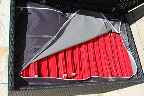 PolyRattan Kissenbox DEUTSCHE MARKE — EIGNENE PRODUKTION 8 Jahre GARANTIE Garten Möbel incl. Glasplatte für 20 Sitzkissen Ragnarök-Möbeldesign ( Schwarz ) Gartenmöbel Gartentisch Aluminium Rattan Beistelltisch, Stehttisch - 3