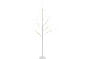 Outsunny Árbol de Abedul 150 cm de Altura con 210 Luces LED en Blanco Cálido Ramas Flexibles y Base para Decoración de Fiestas Cumpleaños Bodas 20x20x150 cm Blanco