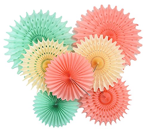 Furuix Babyparty Deko Deko-Set Seidenpapier-Blumen, Cremefarben, Mintgrün, Pfirsich für Babypartys, Geburtstage, Hochzeiten und Partys, Papier, Mint Cream Peach Babyparty Mädchen