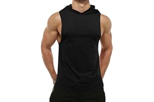 Cooleep Débardeur Homme Coton Tank Top Sport Tee Shirt sans Manche Homme Vetement Musculation à Capuche