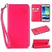 Produktbild Nancen Compatible with Handyhülle Galaxy A5 / SM-A500F (5 Zoll) Handyhülle, Luxus Rot Prägung Schmetterling und Blume Muster Flip Case PU Leder Tasche Ledertasche Etui