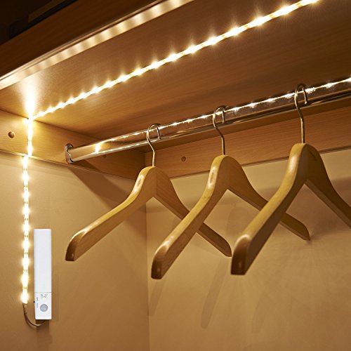 LED Streifen Beleuchtung, WERTIOO Bewegungssensor Flexible LED Streifen Beleuchtung 3.28ft für Kinderbett Wandschrank 1m LED Strip, 4000K Warmweiss, - 5