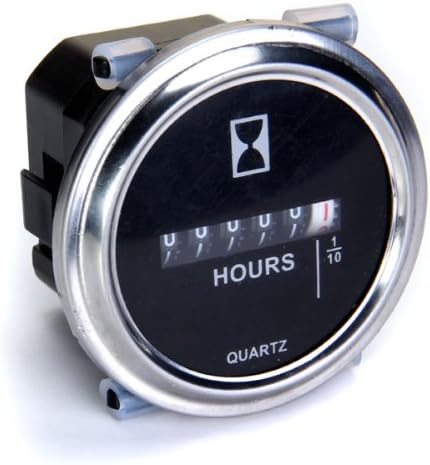 Hour Meter 6 to 80 Volts DC - Round Silvery Trim Ring