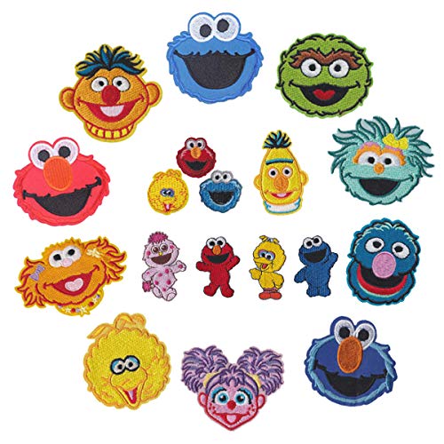 Meetlight Toppe termoadesive ricamate Sesame Street Cartoon, kit da cucire per abbigliamento, giacche, zaini, jeans 18pcs