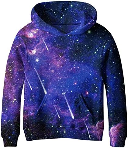 COIKNAVS Teen Girls Boys Galaxy Fleece Sweatshirts Pockets Pullover Hoodies