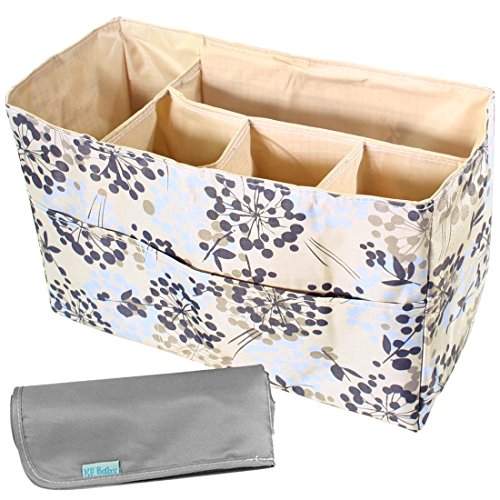 KF Baby Diaper Bag Insert Organizer, Firm Compartments + Changing Pad Combo