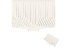 GENERIC Large Premium Silicone Sink Dish Drainers - 48x34.5cm Dish Drainer Tray, Heat-Resistant (450°F) with Fast Drain & Hanging Hole, Multi-Use Kitchen Sink Drying Mat (Cream White)