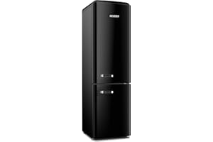 Severin Frigorifero Congelatore combinato Total NoFrost, Posa libera, Larghezza 54 cm, 250 L, Classe E, Veggibox inclusa, Retrò, Nero, RKG 8928