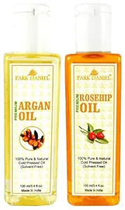 Park Daniel Premium Argan oil and Rosehip oil combo of 2 bottles of 100 ml (200ml), Yellow