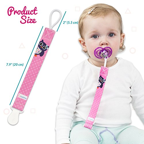 Liname Schnullerband Mit Clip Für Mädchen – 3 Stück Saugerband – Premium Qualität Universeller Schnuller Clip Für Alle Schnuller Mit Und Ohne Ring – Beidseitiges Modisches Design - 5