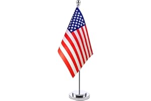 HPMAISON Amerika Flaggen USA Flag Amerikanische Schreibtischflagge UNITED STATES OF AMERICA 21 x 14 cm Stahlmast und Sockel für Das Managementbüro Startseite Büro