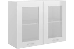 Keketa Hanging Glass Cabinet Kitchen Furniture Storage Shelf Wall Cabinet Cupboards Wall Mounted Fitment Living Room High Gloss White 80x31x60 cm Engineered Wood