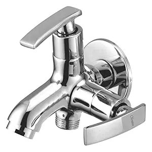 Oleanna Desire Brass 2 in 1 Bib Cock with Wall Flange (Silver, Chrome Finishing)