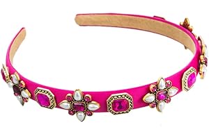 AIZIYIN Vintage Strass Kristall Stirnbänder Sparkle Diamant Stirnband Alice Band Samt Gepolsterte Breite Haarbänder Party Hochzeit Stirnband Haarzubehör für Frauen (1LightRedCry)
