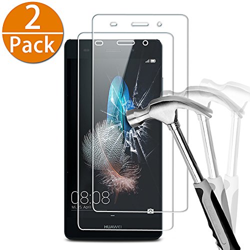2 x Huawei P8 Lite Schutzfolie, Angozo Gehärtetem Glas Huawei P8 Lite Panzerglas Displayschutzfolie Hartglas Folie