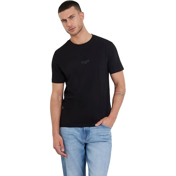 GUESS Men's T-Shirt CN Basic Pima Tee Black E24GU45 M2YI36I3Z14