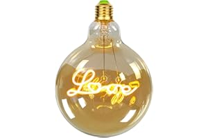 TIANFAN Bombillas LED vintage Big Globe G125 4W 220/240V Alfabetos Especialidad Bombilla Decorativa Super Amarillo Cálido (Love)