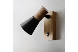 Ouglres Nowoczesna lampa ścienna w stylu vintage z przełącznikiem - obrotowy czarny aluminiowy klosz do sypialni i łóżka