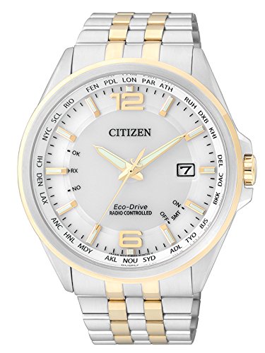 Citizen Herren-Armbanduhr XL Funkuhren Analog Quarz Edelstahl beschichtet CB0016-57A