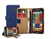 Produktbild Membrane - Blau Brieftasche Klapptasche Hülle Motorola Moto X (2014) 2nd Gen, Moto X2, Moto X+1, (XT1092 XT1093 XT1094 XT1095 XT1096 XT1097) - Wallet Case Cover Schutzhülle + 2 Displayschutzfolie