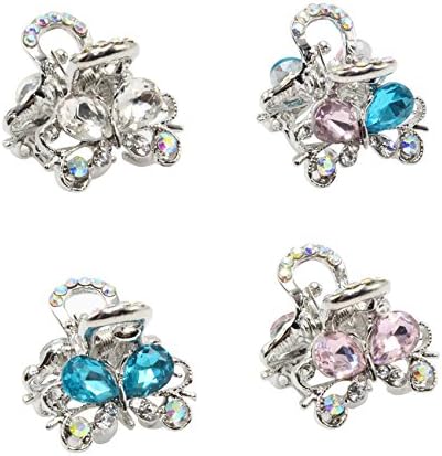 Shengxueer Random Color 2pcs Crystal Diamante Butterfly Small Hair Claw Clip Cute Lovely Hair Accessories