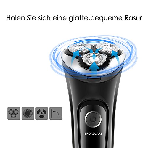 BROADCARE Elektrischer Rotationsrasierer USB Aufladen Wasserdicht Rasierer - 3