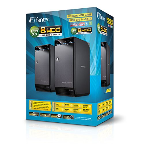 FANTEC QB-X8US3R Externes 8-fach RAID Festplattengehäuse (für den Einbau von 8x 8,89 cm (3,5 Zoll) SATA I/II/III Festplatten, USB 3.0 SUPERSPEED und eSATA Anschluss, RAID Funktion (0/5/10/50/BIG Modus), 2x 80 mm Lüfter temperaturgeregelt) schwarz - 9