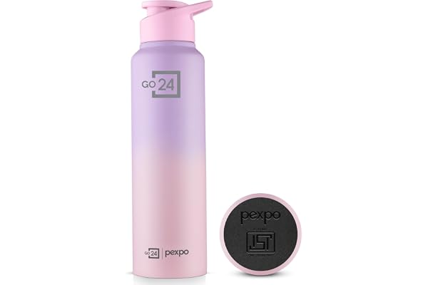 PEXPO Craft Pro 1000 ISI Certified Stainless Steel Sports/Fridge Water Bottle with Sipper Cap - 950ml Single Wall For Home, Office, Gym, Travelling Lightweight BPA Free - Pink&Purple Ombre