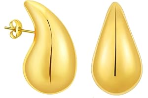 ARTSKIN Kolczyki damskie, 18-karatowe złoto, Chunky Teardrop Hoops, kolczyki dla kobiet, lekkie kolczyki z otwartymi pętlami, hipoalergiczne kolczyki dla kobiet i dziewcząt