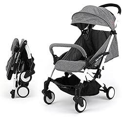 Poussette Bébé Légère Landau De Voyage Poussette Canne Poussette Pliable Pour Bébé 0-5 Ans (Gris)