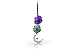 ROMINVIC Auto Anhänger Autospiegel Anhänger Auto Innenraum Zubehör Deko Spiegel Charms - Amethyst and Amazonit - Auto Rückspiegel Ornament Home Dekoration