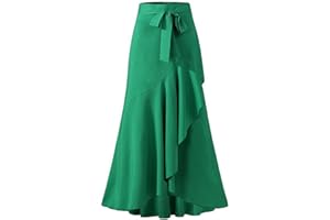 LAIYUTING Falda Larga Elegante De Verano para Mujer, Faldas De Cola De Pez con CinturóN Y Cintura Alta, Falda De Fiesta con Volantes Sueltos Informales para Mujer