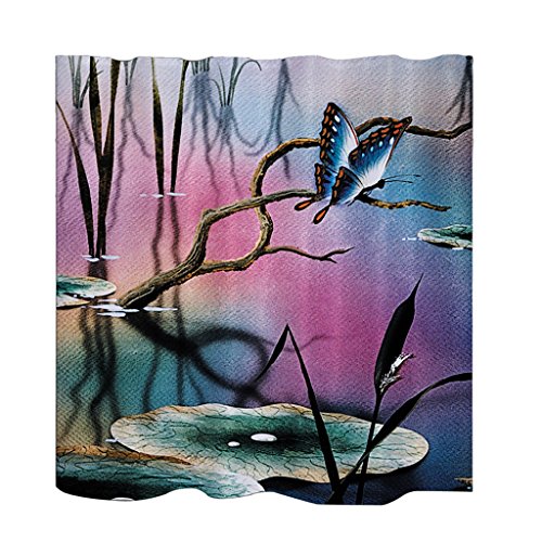 MagiDeal Stoff Schimmelresistenter Wasserabweisender Stoff-Duschvorhang 180 x 180cm - Art Stil - Teich, 180x180cm