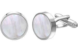 RunootPR Manschettenknöpfe aus Perlmutt Schwarzem Onyx Gold Silber Manchettenknoepfe Herren für Hochzeit Business Abschlussball Schmuck Geschenk mit Geschenkbox