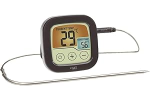 TFA Dostmann termometro digitale per barbecue e arrosti, 14.1509.01, termometro per barbecue, per grigliate e forno, con display touch colorato, plastica, nero