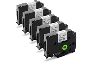 Unistar Compatible Label Tape Replacement for Brother Ptouch TZ 12mm 0.47 Label Tape TZe-231 Black on White Laminated Label Maker Tape Cassette for Brother PT-1000 H110 H105 H100LB D400 1080, 5 Pack