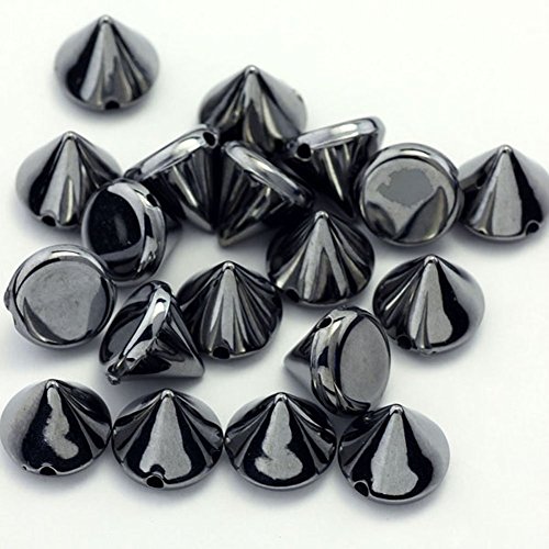Blingery 100er Set 9mm Farbe Schwarz Nieten Spike Killernieten Mode Handwerk Design zum Aufnähen / Aufkleben für Punk Rock Leder Tasche Schuh Gürtel Geldbeutel