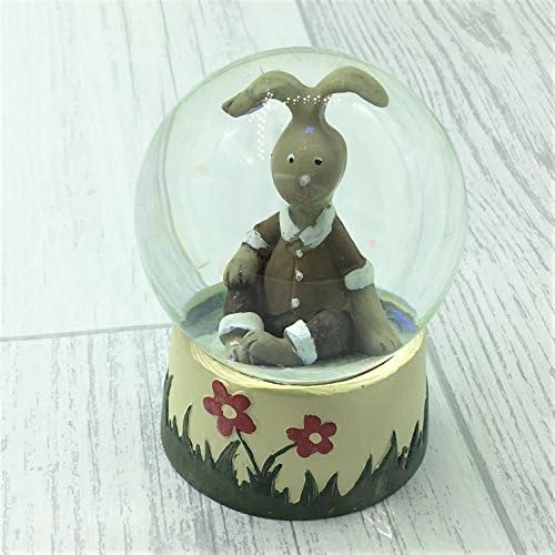 Gisela Graham Rabbit Boy Glitter Globe Decoration Easter Christening Gift 10cm