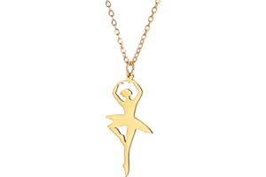 UNIFT Collana con ciondolo a forma di ginnastica da donna, in acciaio inox, elegante, con ciondolo a forma di ginnasta, ballerina, ginnastica, gioielli ispiratori per ragazze