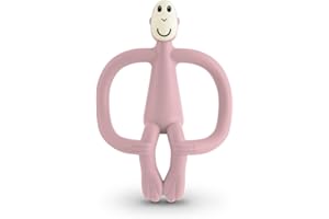 Matchstick Monkey Jouet de dentition pour bébé, stimule et masse les gencives douloureuses, 3 mois et plus, rose poudré