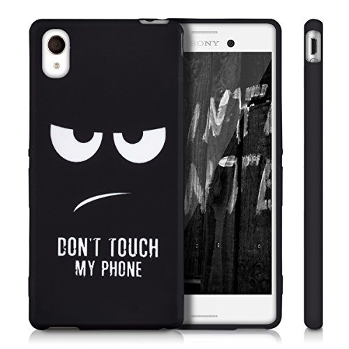 kwmobile Funda para Sony Xperia M4 Aqua - Case para m  vil en TPU silicona - Cover trasero Dise  o Don t touch my Phone en blanco negro