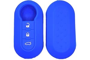 SILUOHAKE Cover Chiave Fiat in silicone Guscio per chiavi auto Cover chiavi auto per Fiat Panda Punto 500 Bravo Grande Doublò Custodia Coprichiave (Blue)