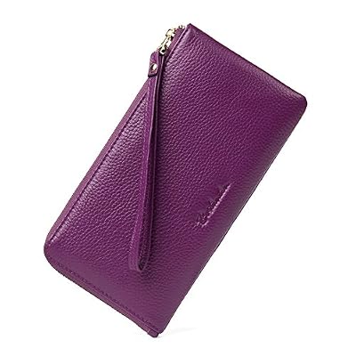 BOSTANTEN Portefueille femme cuir porte-monnaie sacs portés main porte-carte fille Violet