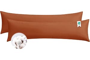 Aisbo sidosovkudde överdrag 40 x 145 bomull set om 2 orange bränd – mjukt örngott 40 x 145 med dragkedja, 40 x 145 cm örngott