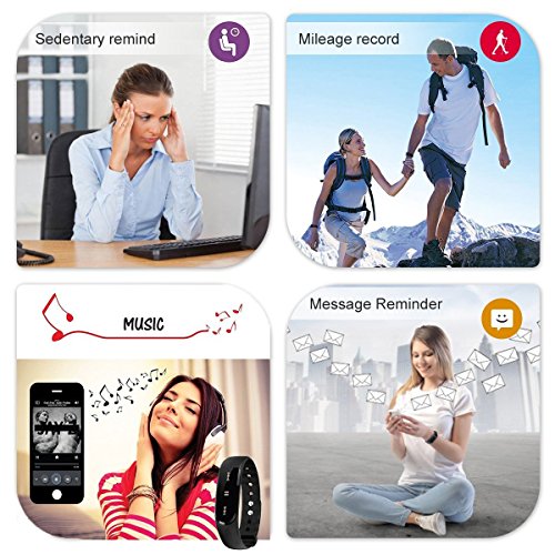 Herzfrequenz Fitness Tracker,CAMTOA ID101 Fitness Armband Pulsuhr Aktivitätstracker Wasserdicht IP67 – Schrittzähler,SMS Anrufe,Kalorienverbrauch,Kamera-Fernbedienung,ID Benachrichtigung,Musiksteuerung und Handy-Suchfunktion(USB Anschluss direkt laden) - 8