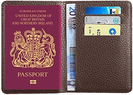 MPTECK @ Brown Passport Holder Travel wallet in PVC leather slim organizer for men and women ladies vintage cover case Clutch Pocket for ID card credit cards cash document