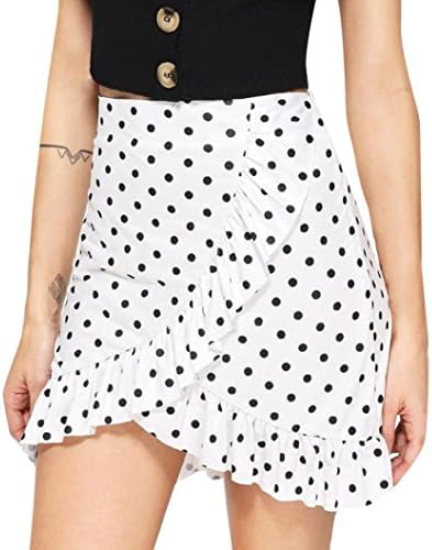 Women Blue Denim Jeans Solid Casual Hole Summer Button Short Mini Skirt (M, A)